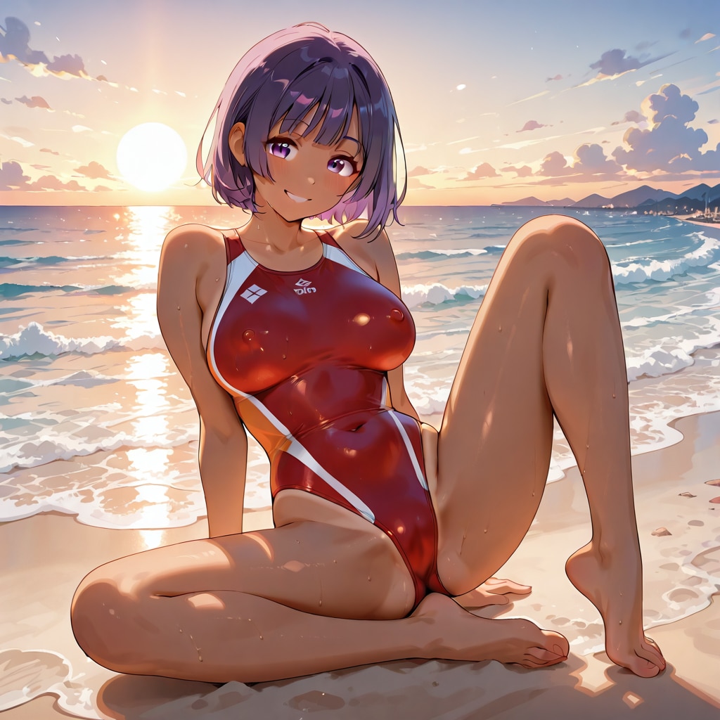 red competitive swimsuit