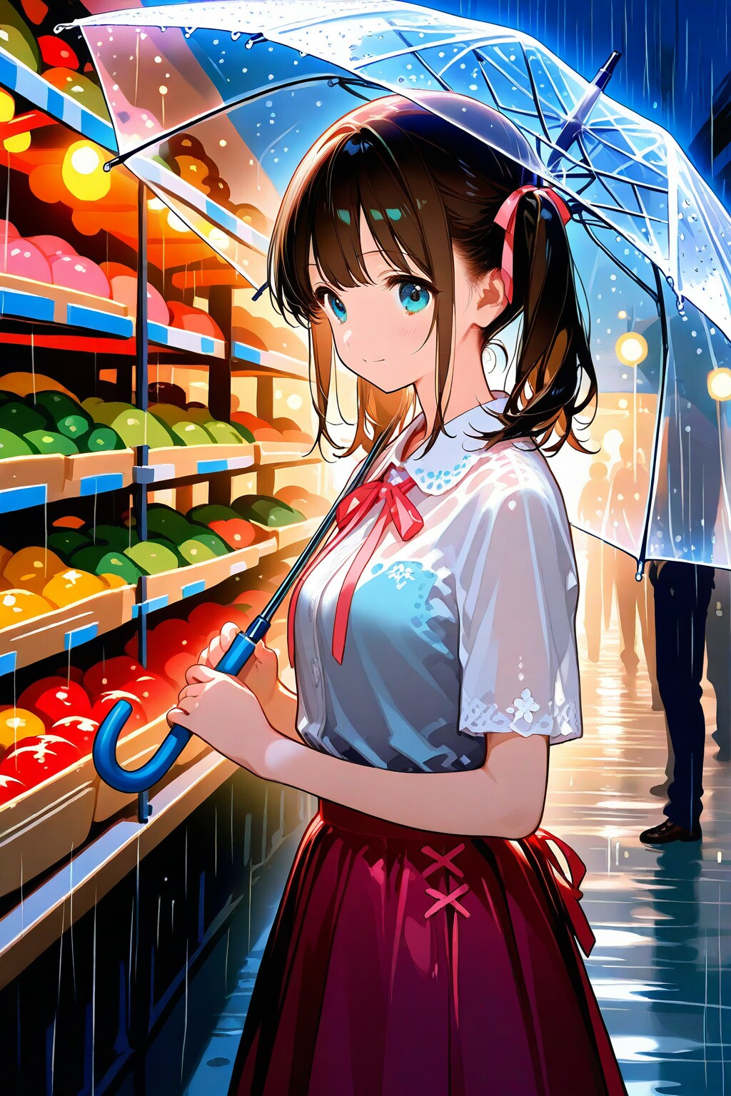 雨の市場 | の人気AIイラスト・グラビア