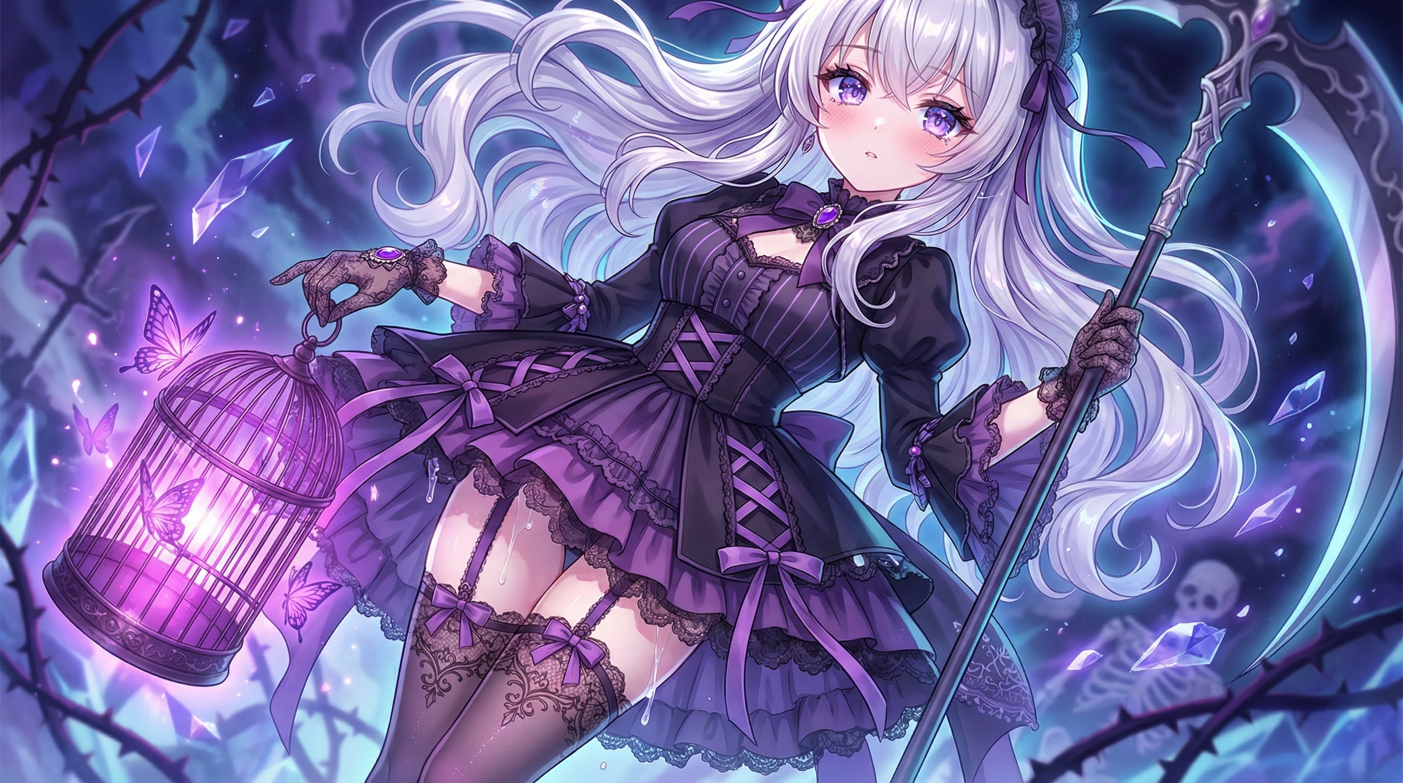 銀月滴涙と紫蝶の儀式 | の人気AIイラスト・グラビア