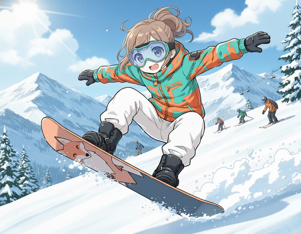 2025/11/26　「雪山でスノーボード」を女の子化に②