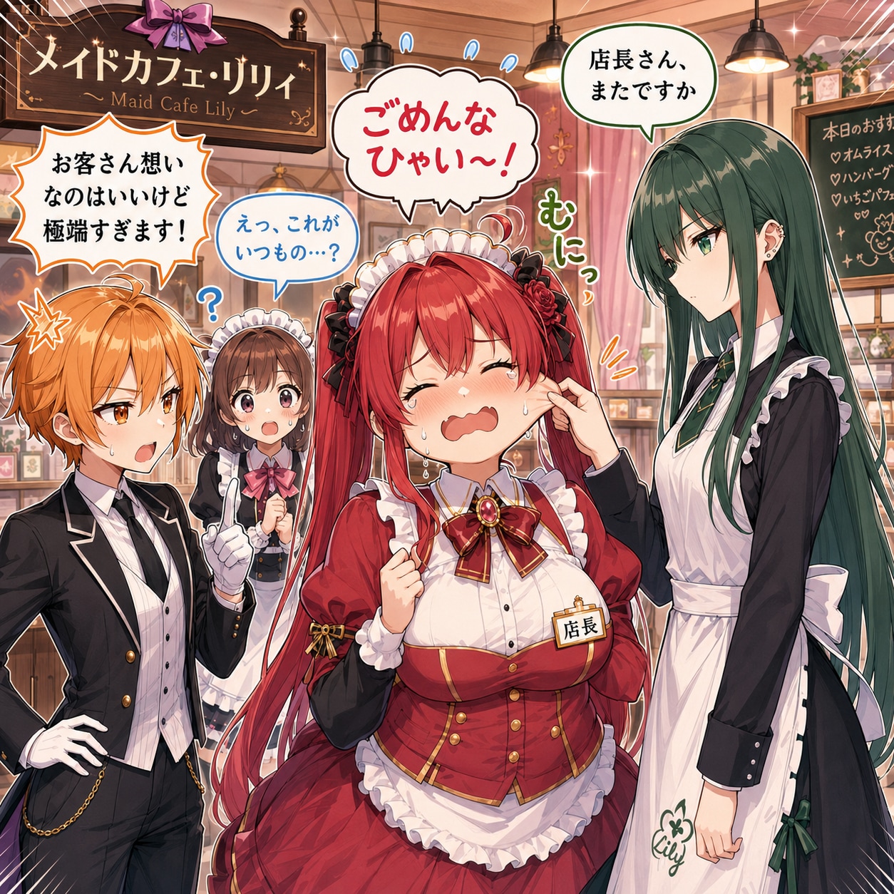 店長暴走につき、料理メイドさんの「制裁」が入りました | の人気AIイラスト・グラビア