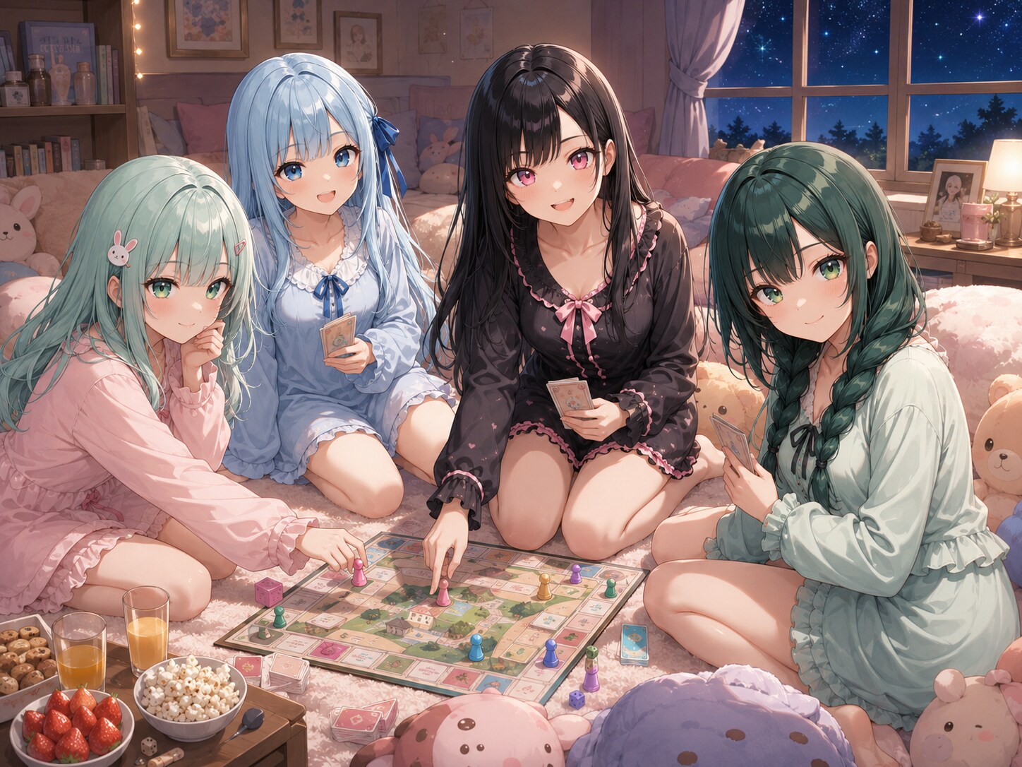 板野ちゃんとボード(板)ゲームで遊ぶパジャマパーティー