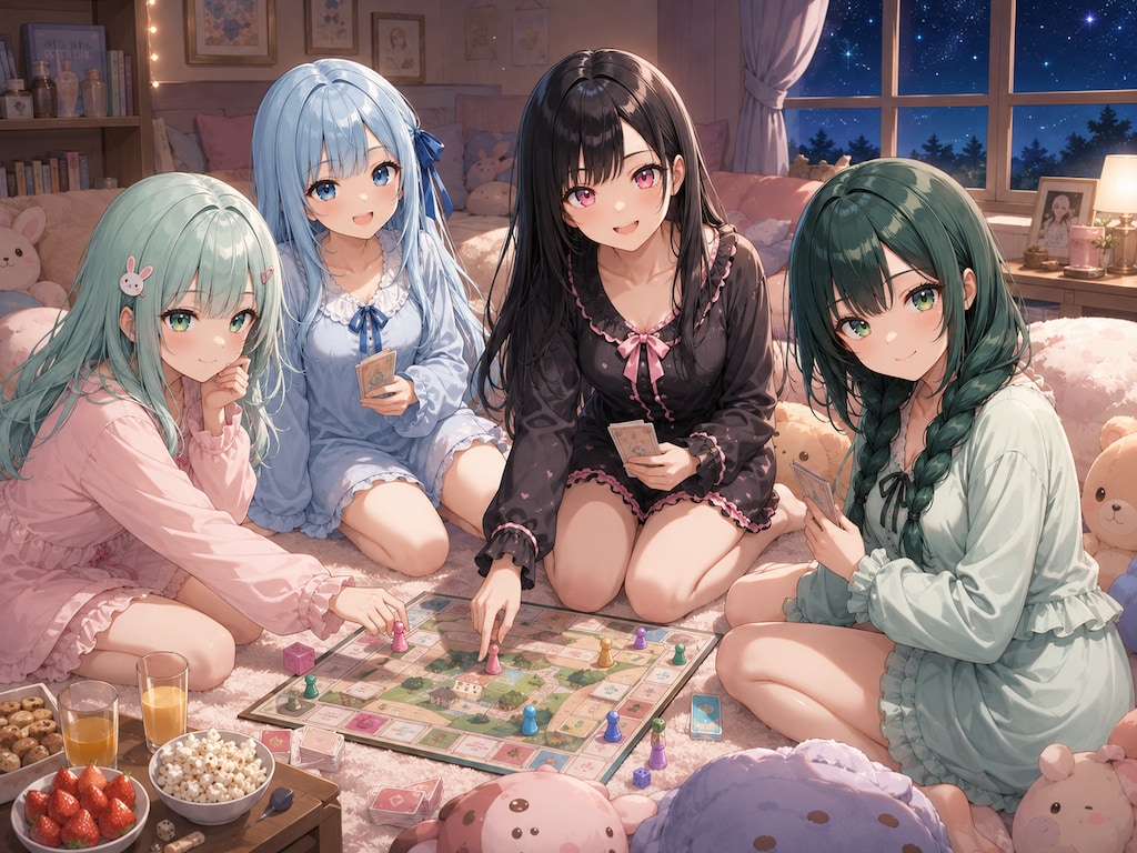 板野ちゃんとボード(板)ゲームで遊ぶパジャマパーティー