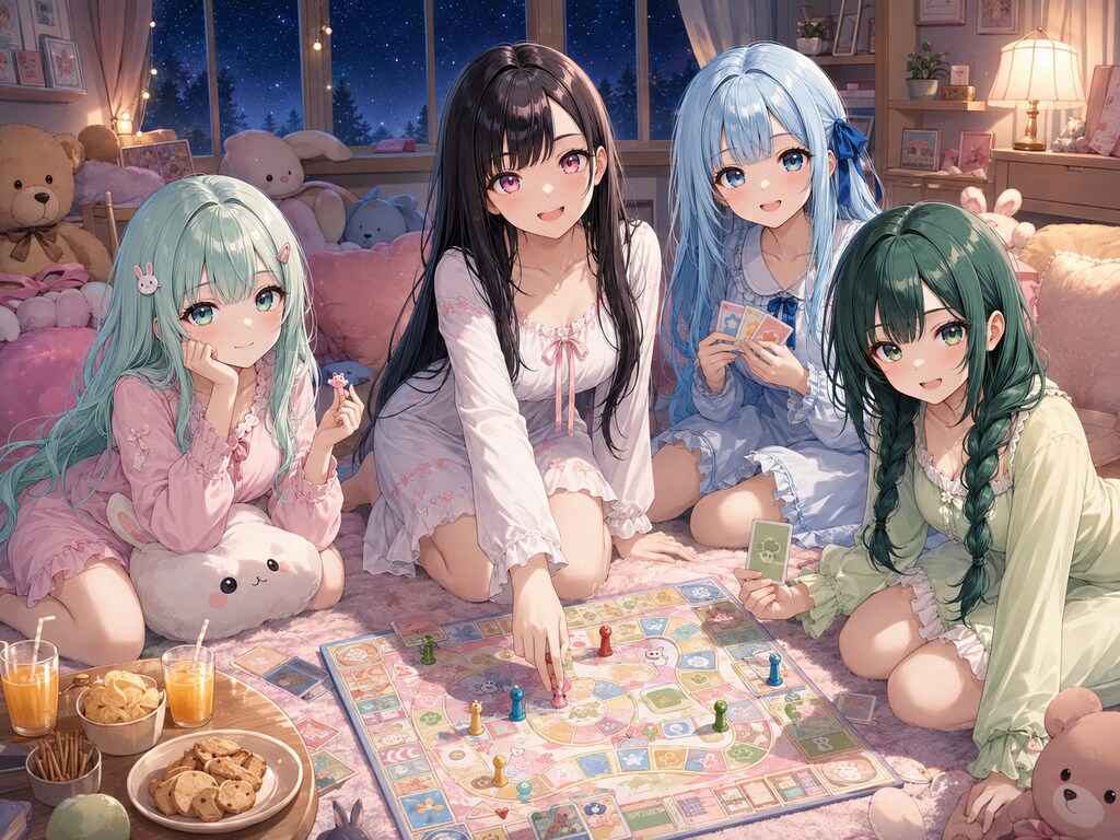 板野ちゃんとボード(板)ゲームで遊ぶパジャマパーティー