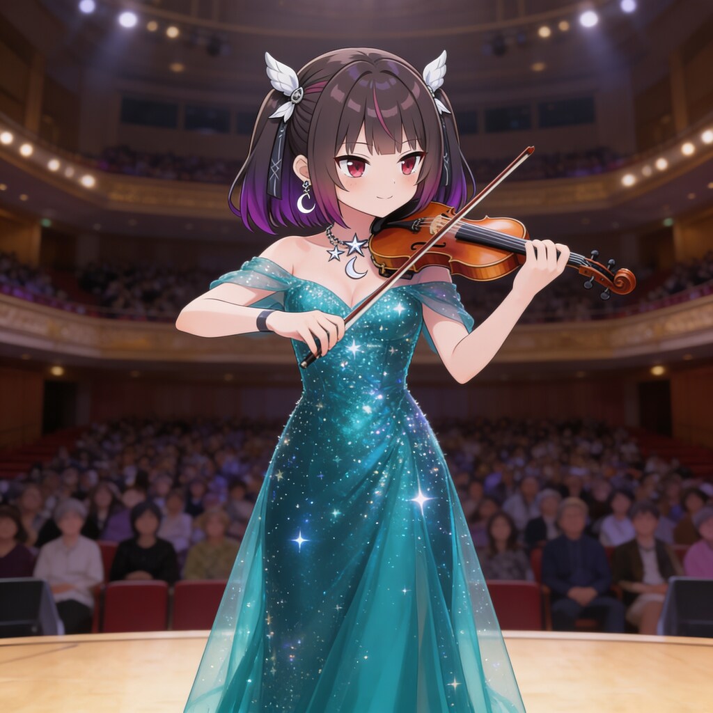 バイオリン演奏中のミテルちゃん