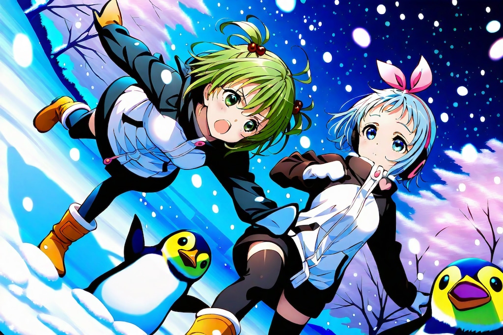 ペンギンと追いかけっこ