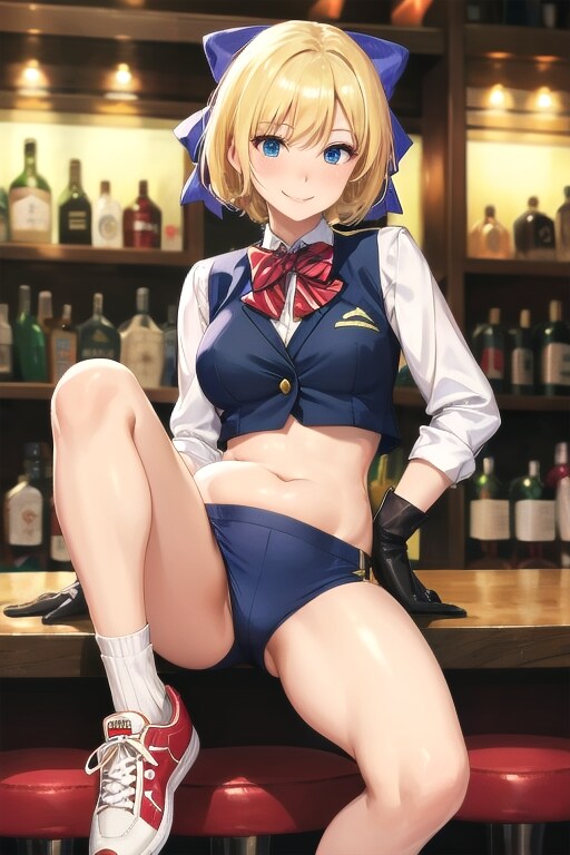 ブリティッシュセクシーバーオーナーのへそ出しブルマ