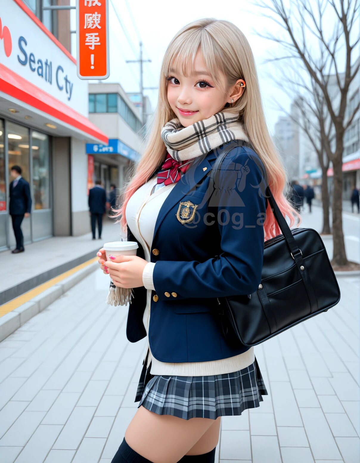 冬の制服ギャルコーデの夏姫