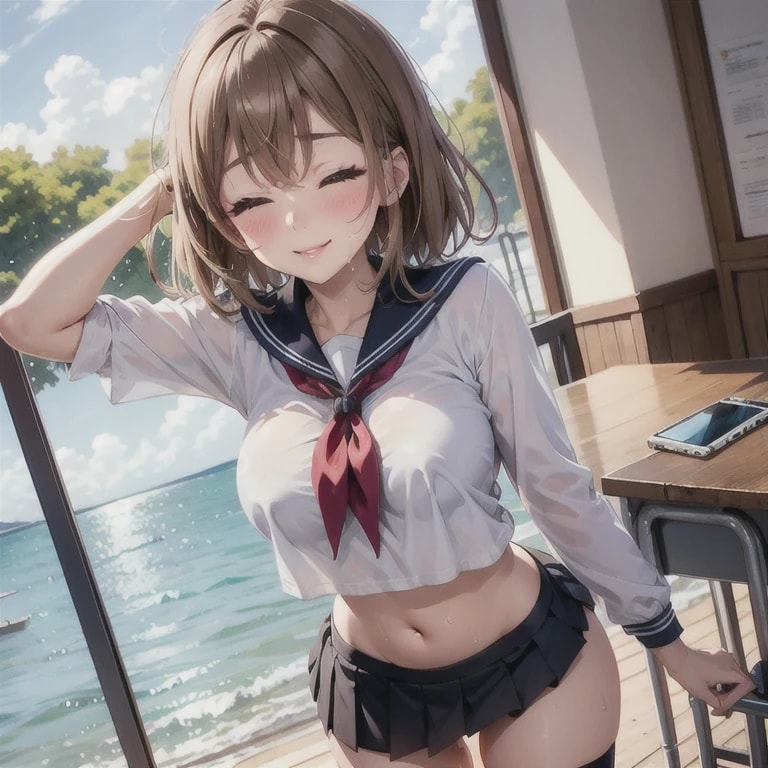 お兄ちゃん　スカート短いのは臨海学校あるあるだよね～えへへっ