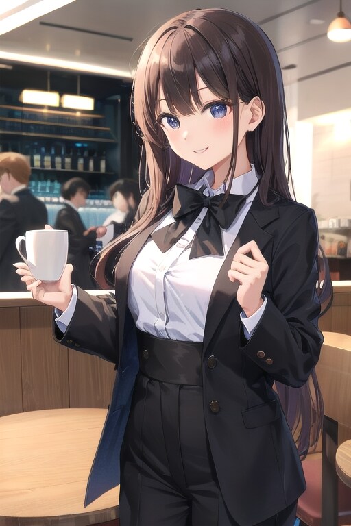 タキシード美少女エリカ　カフェで談話中