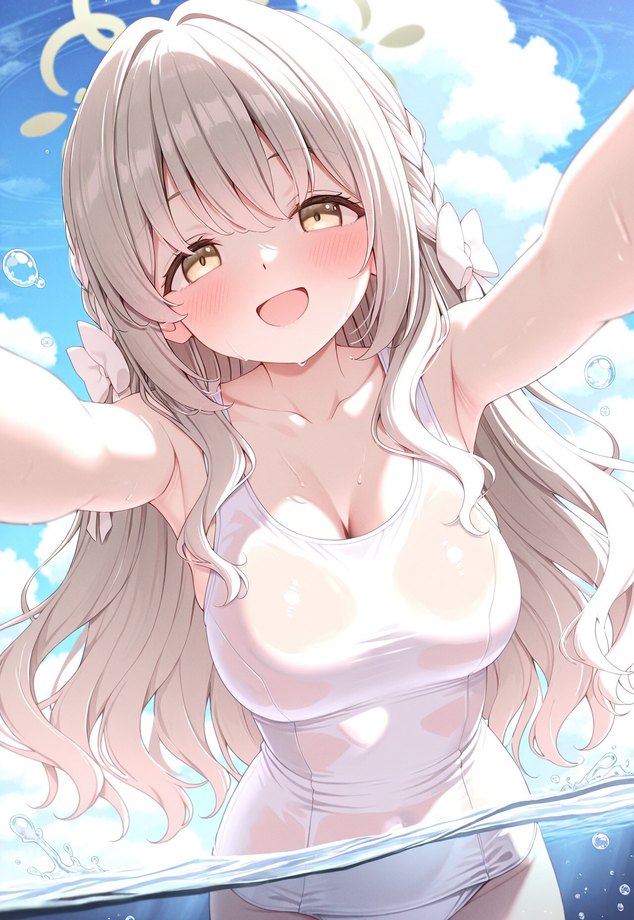白スクミヨちゃんと水遊び