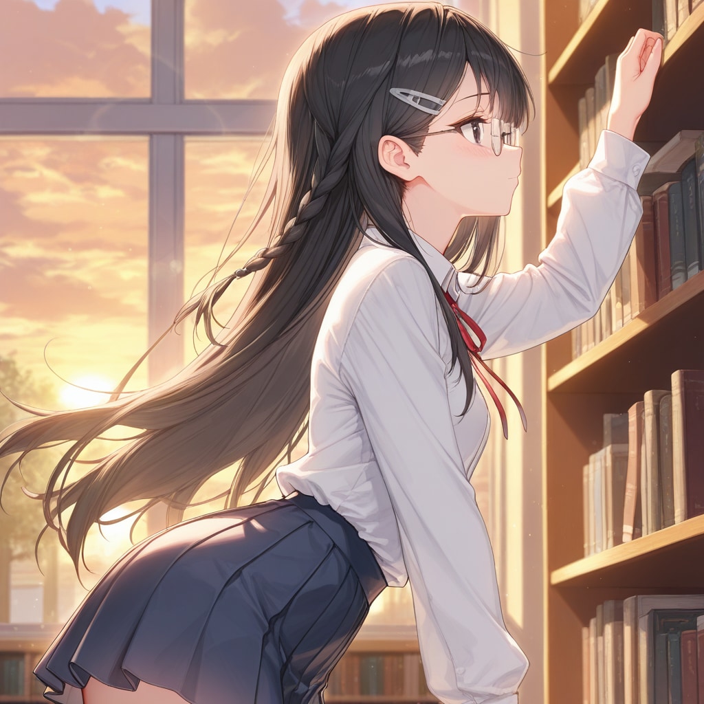 本を取りたい眼鏡女子