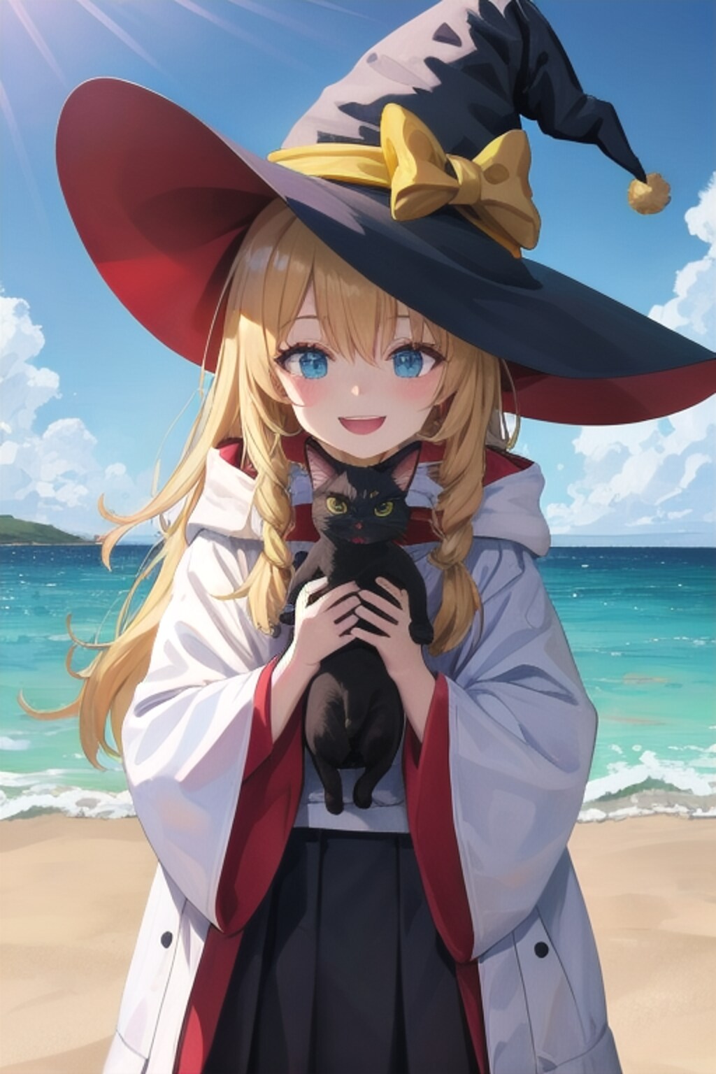 砂浜の魔女と黒猫