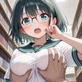 図書室でたかし先輩にいきなりおっぱいを揉まれて嬉しい田中さん 4枚目