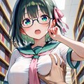 図書室でたかし先輩にいきなりおっぱいを揉まれて嬉しい田中さん 2枚目