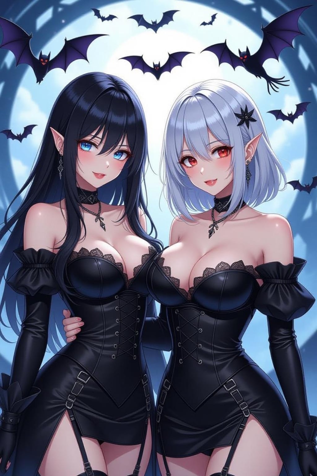 黒髪と銀髪(バンパイア)