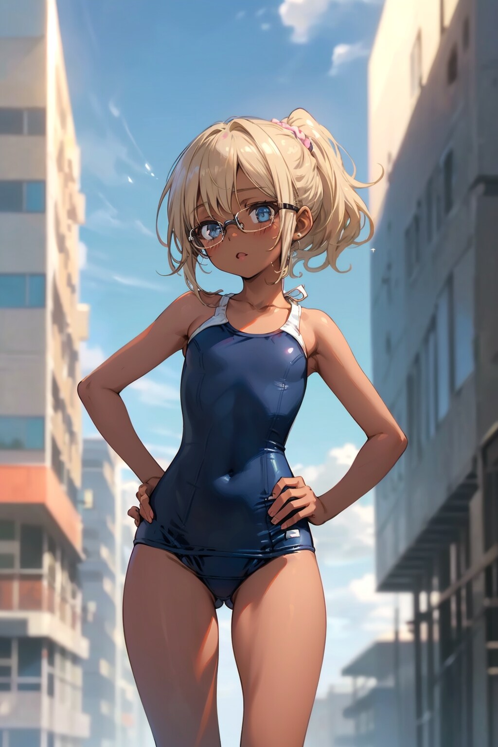 スク水の眼鏡っ娘