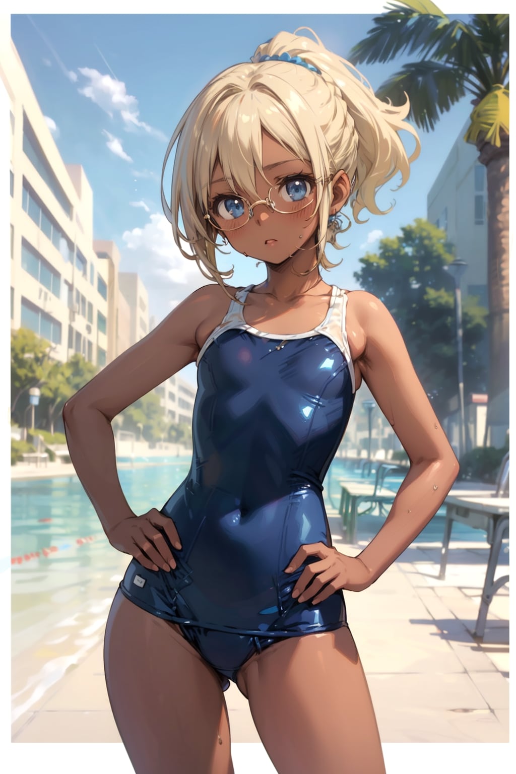 スク水の眼鏡っ娘