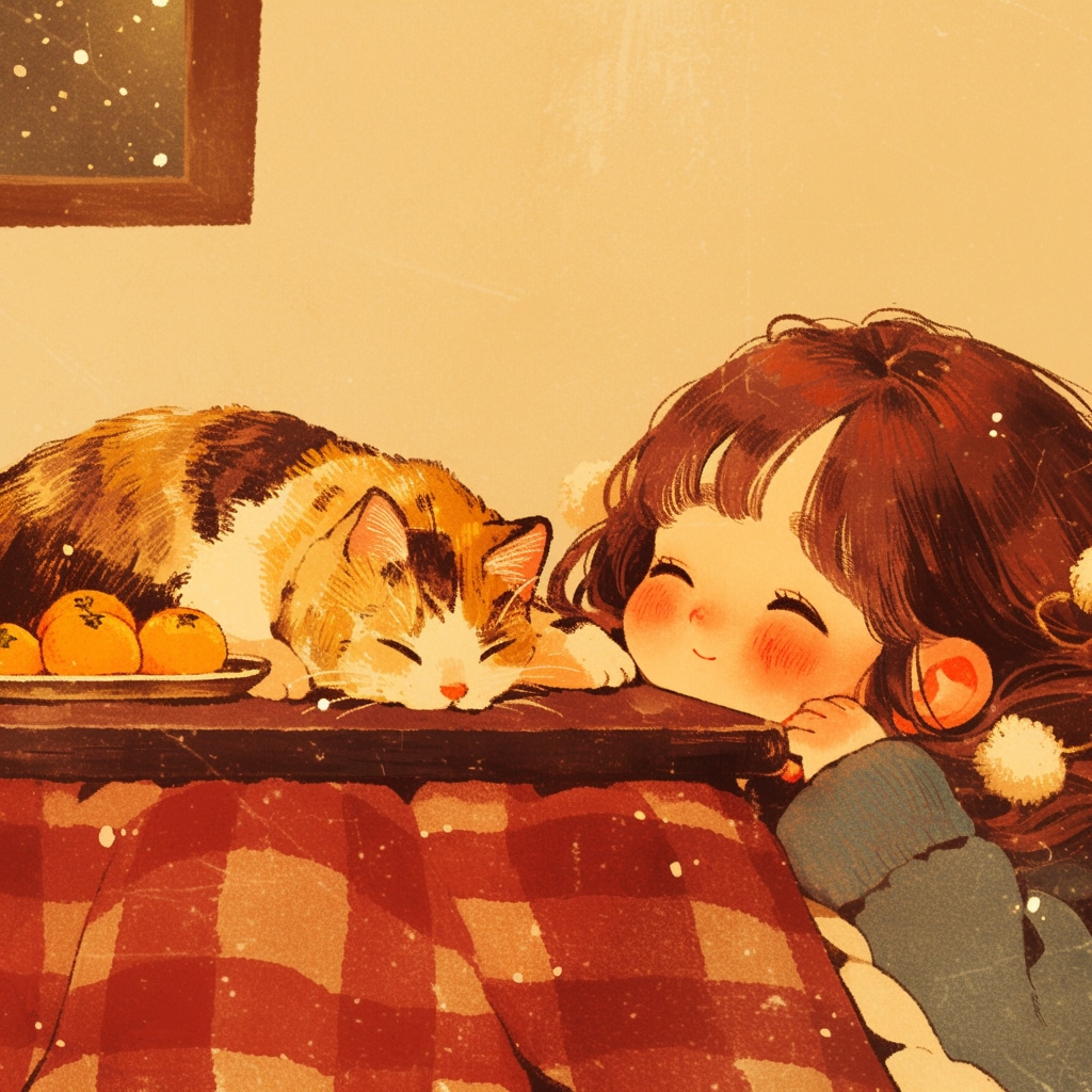 猫と炬燵とみかんと少女