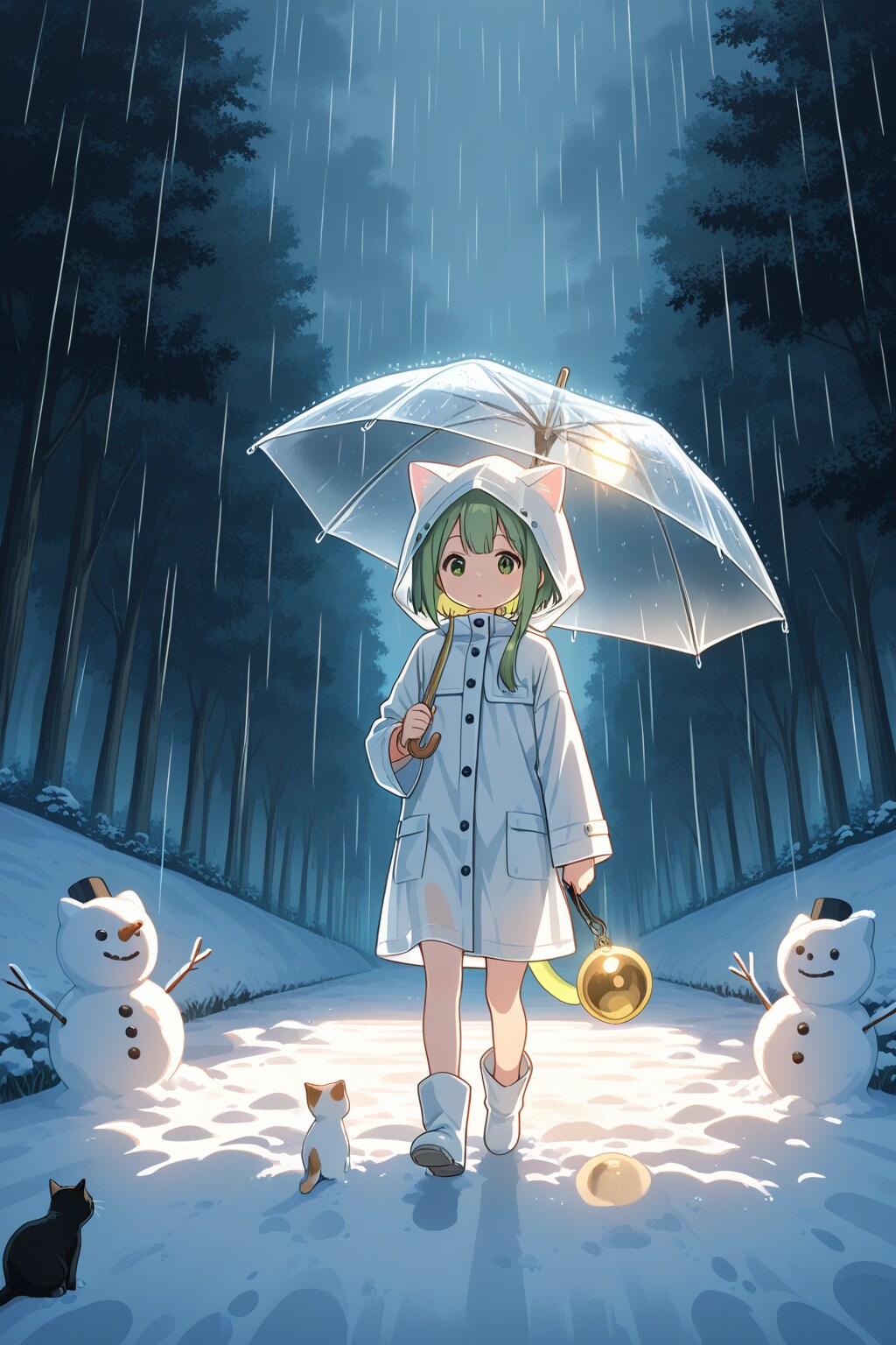 緑髪ちゃんと雪だるま