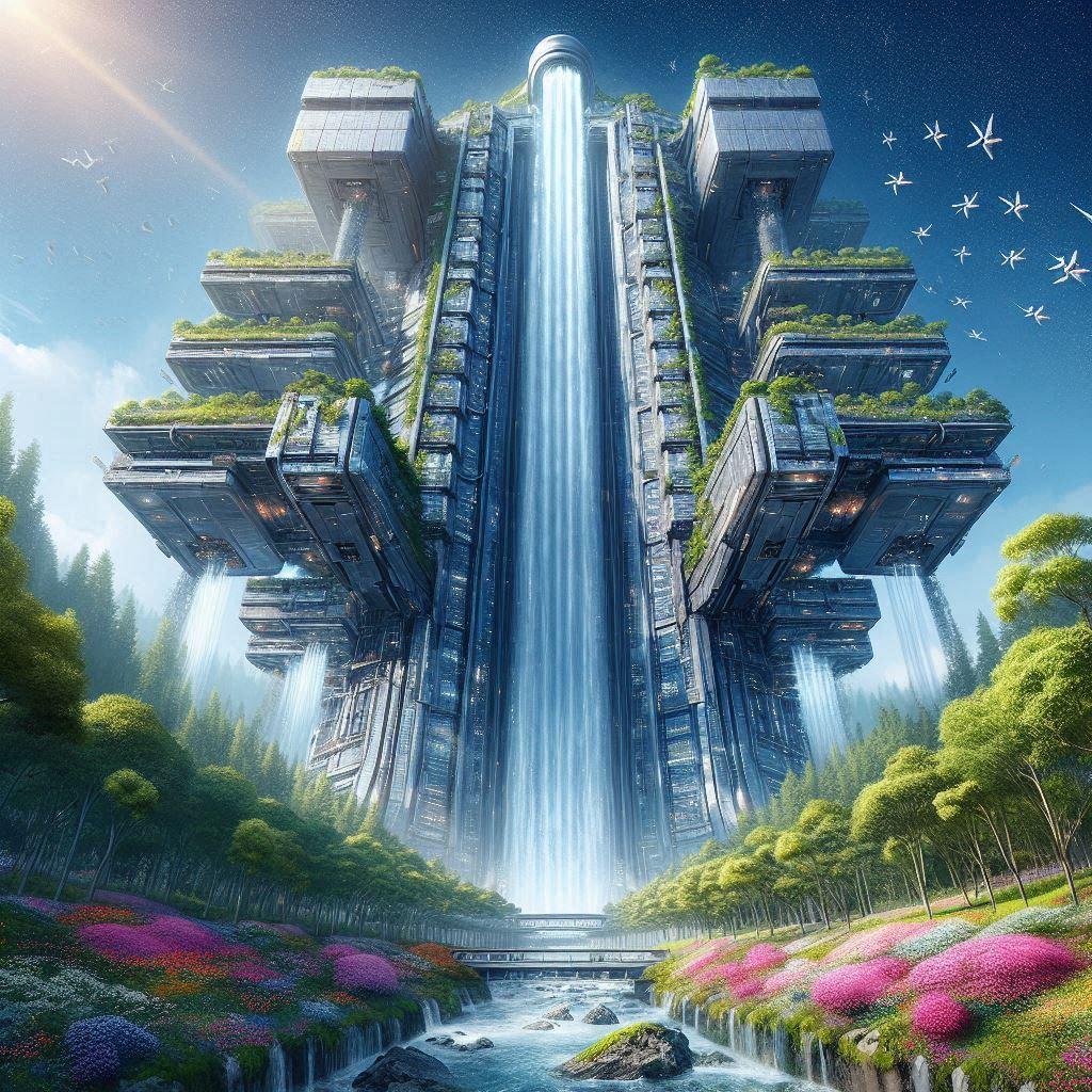 洪水のような宇宙エレベーター | の人気AIイラスト・グラビア