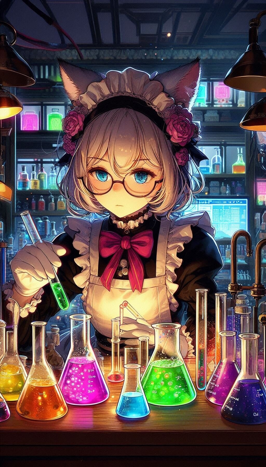 🐱猫耳眼鏡メイドさんが怪しい研究をする(*´ω｀*)