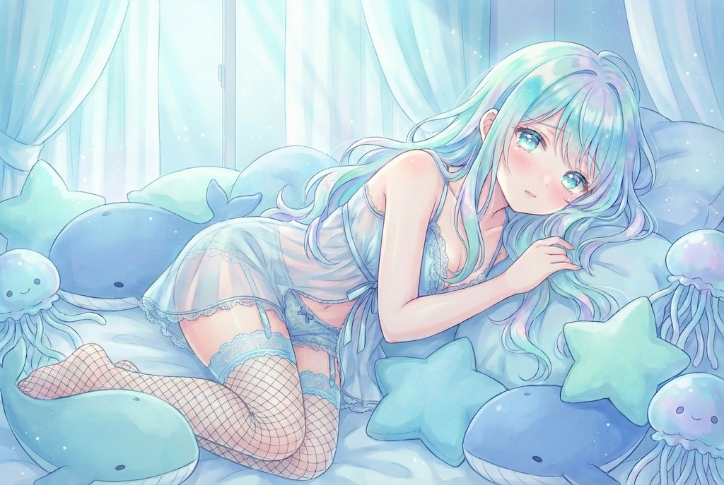 碧海夢の抱擁に沈む少女