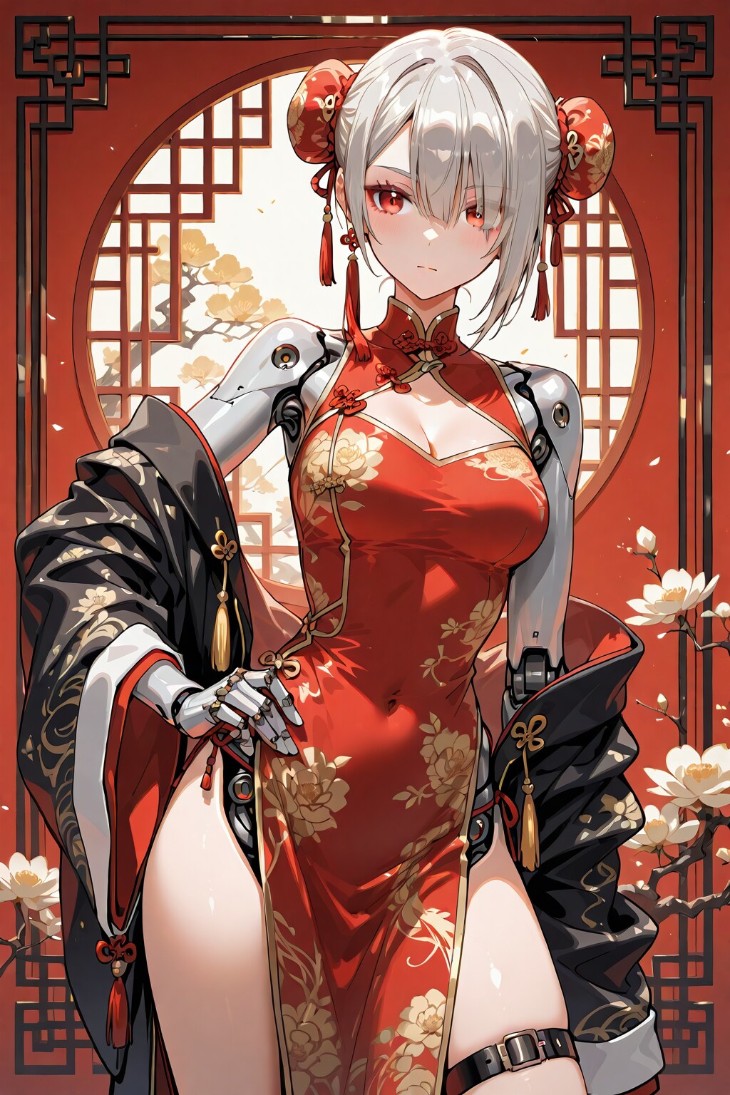 チャイナ服を着たサイボーグ淑女