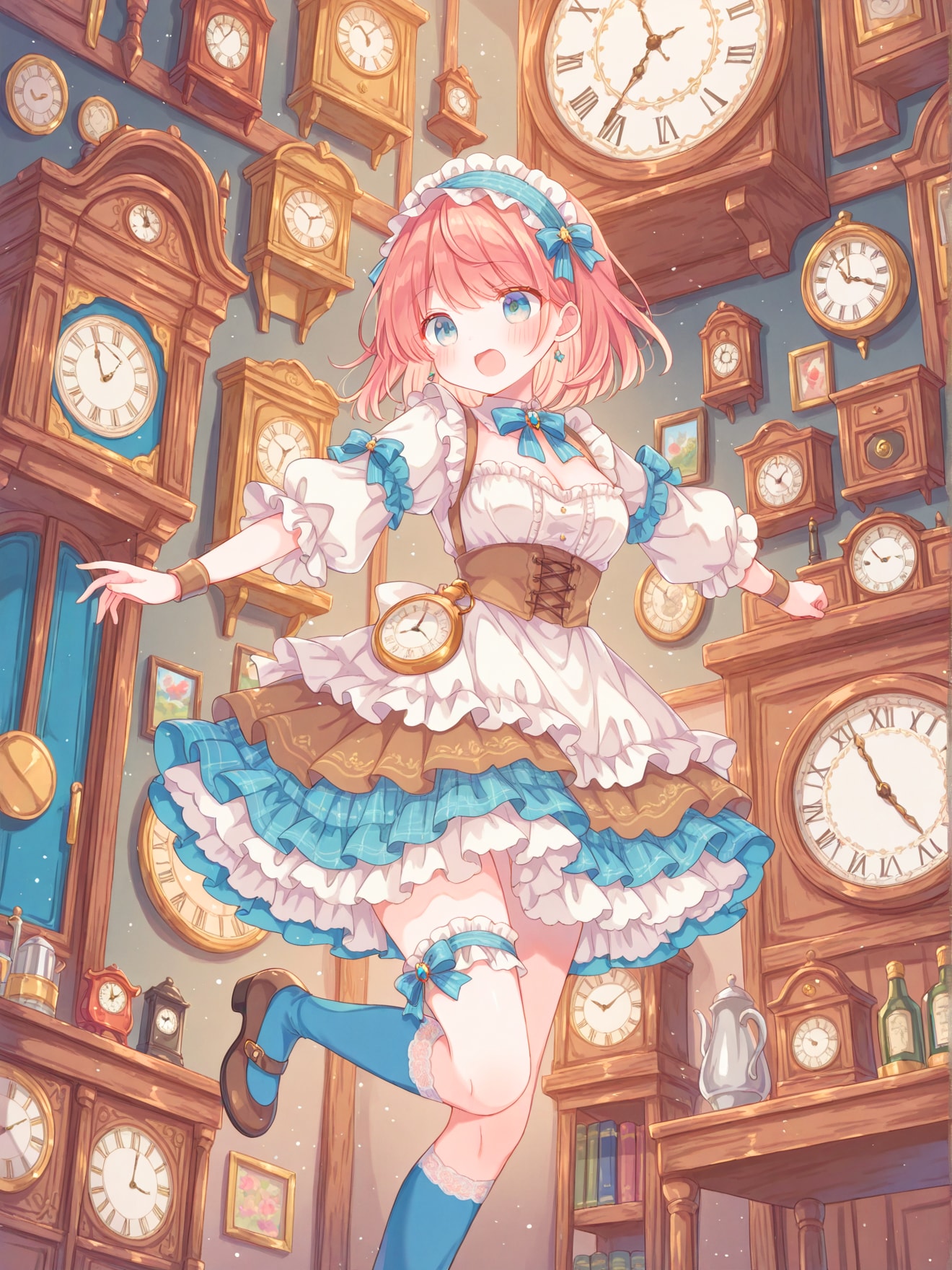 時計だらけ世界に迷い込んだ少女 | の人気AIイラスト・グラビア