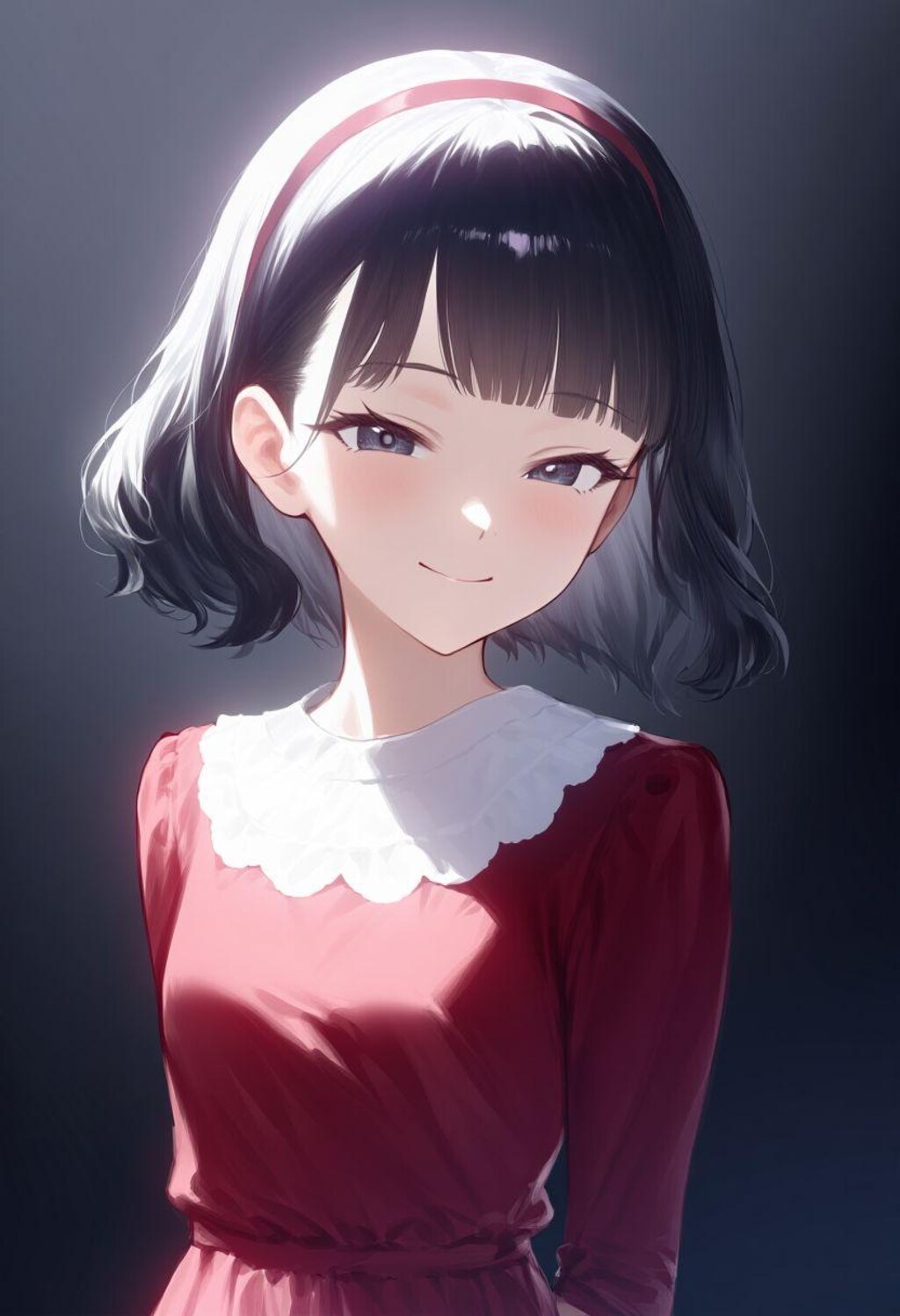 A Girl wearing a red dress