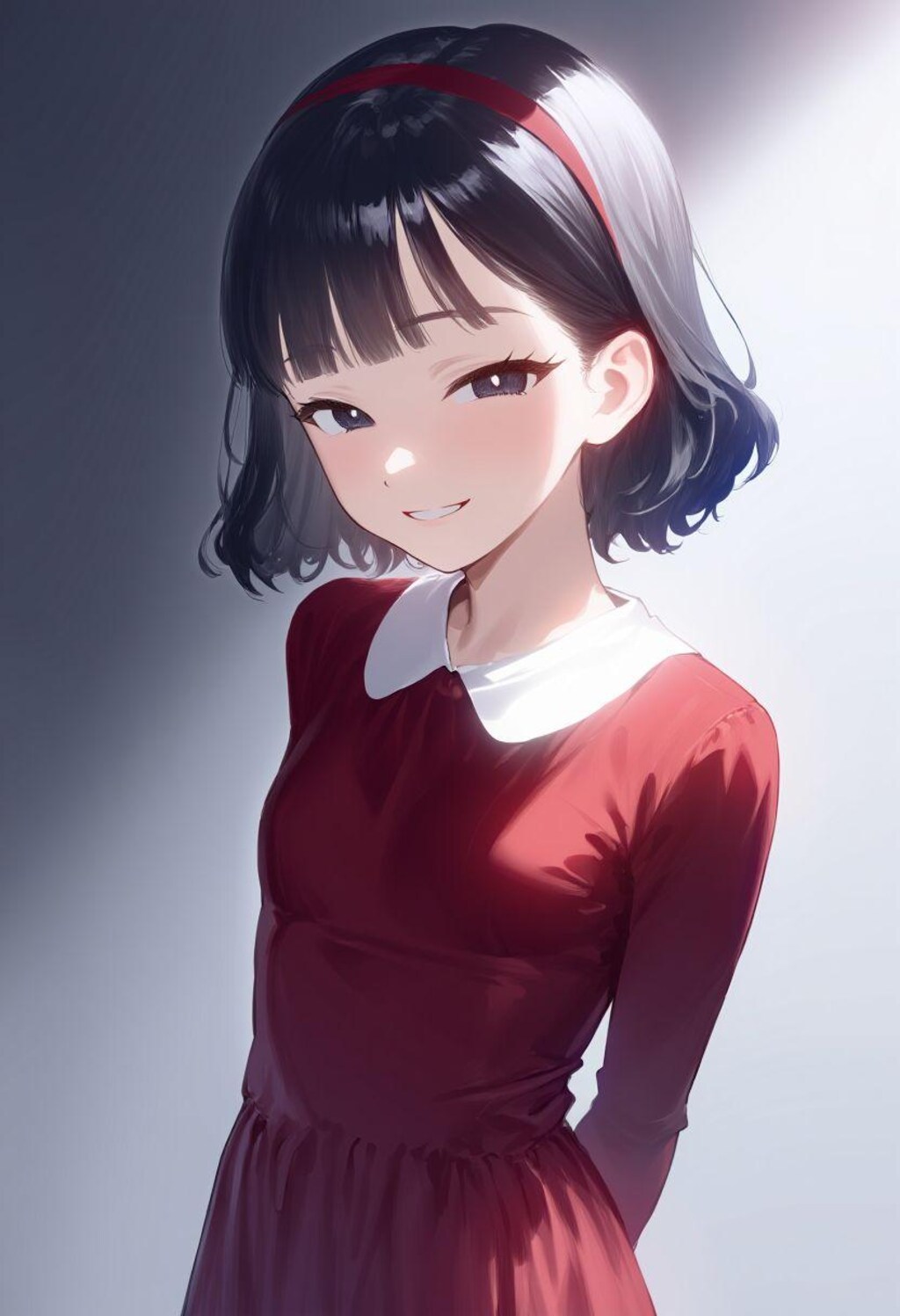 A Girl wearing a red dress