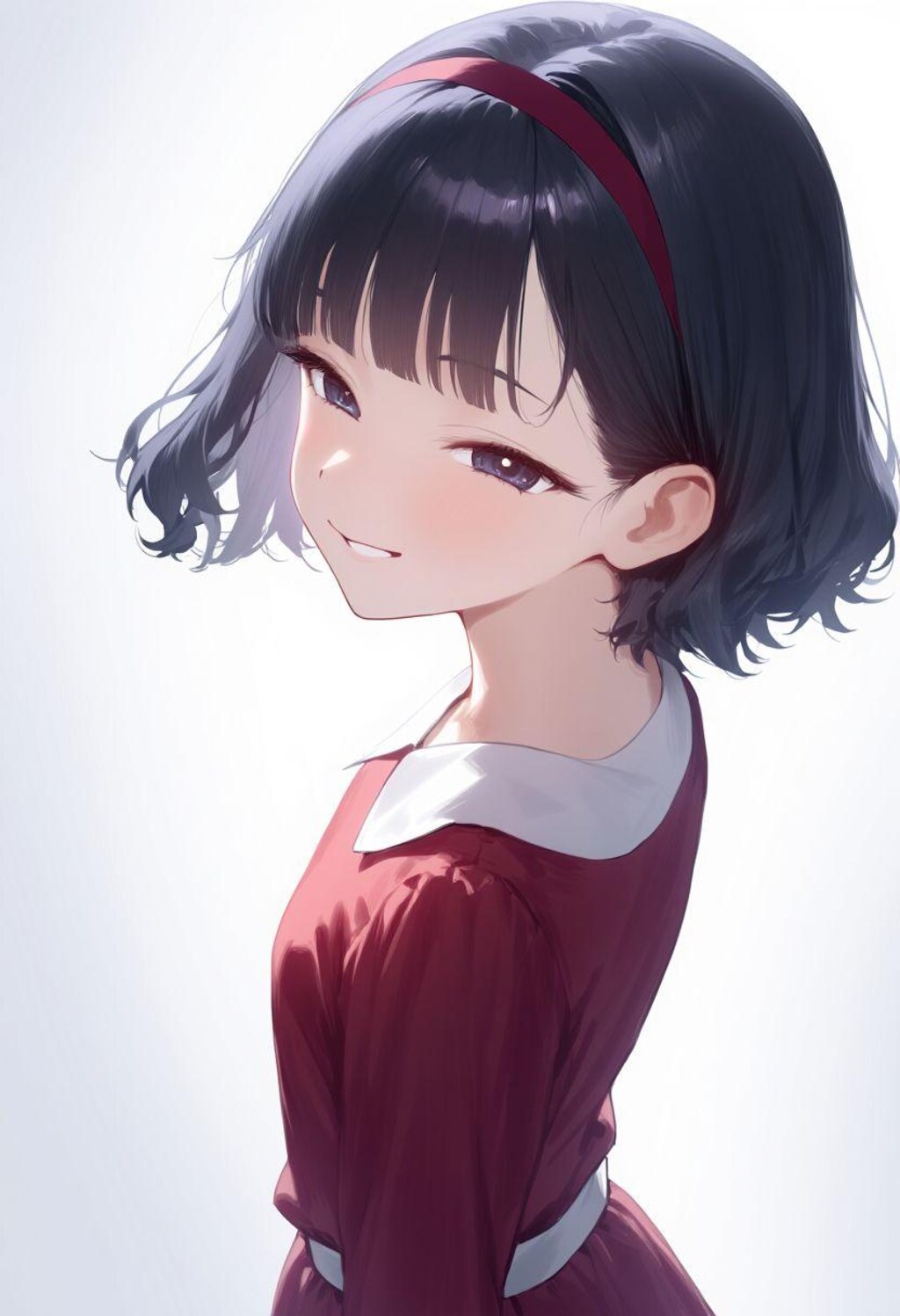 A Girl wearing a red dress