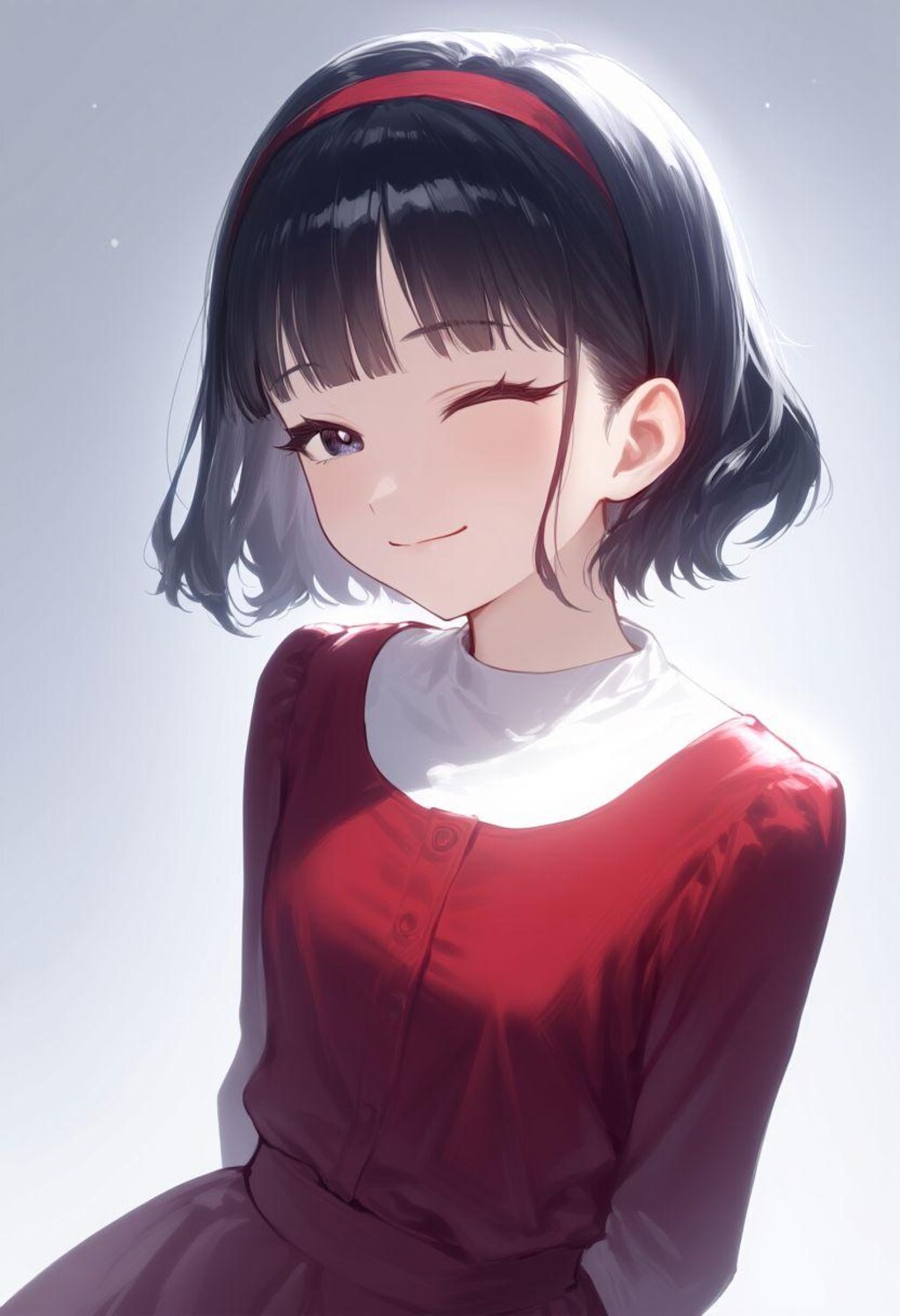 A Girl wearing a red dress