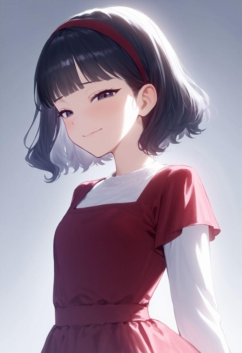 A Girl wearing a red dress