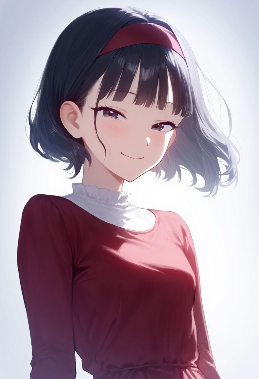 A Girl wearing a red dress