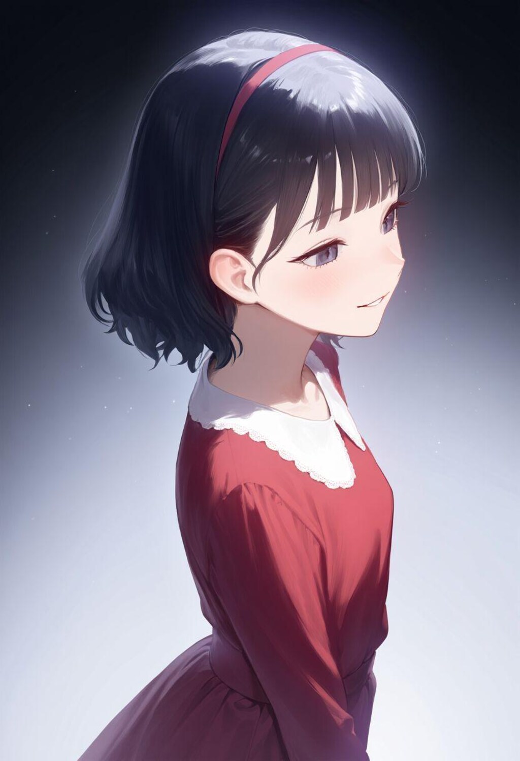 A Girl wearing a red dress