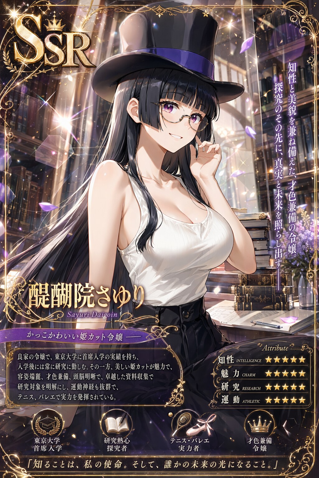 かっこかわいい姫カット令嬢醍醐院さゆりのSSRカード