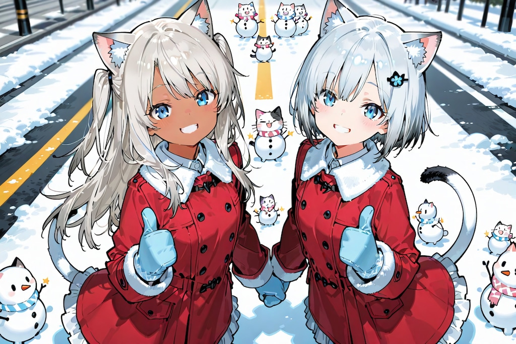 雪だるまいっぱい作ってるぜー