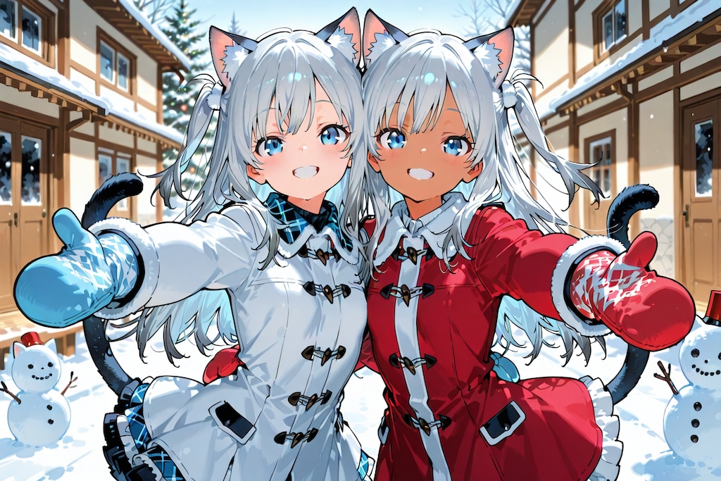 雪だるまいっぱい作ってるぜー