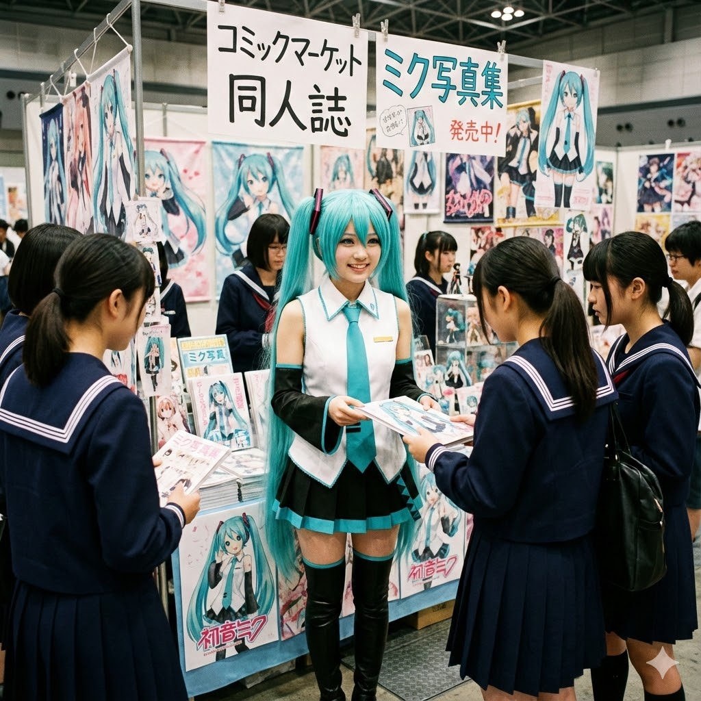 コミケでイラスト集を売るコスプレの女の子 | の人気AIイラスト・グラビア