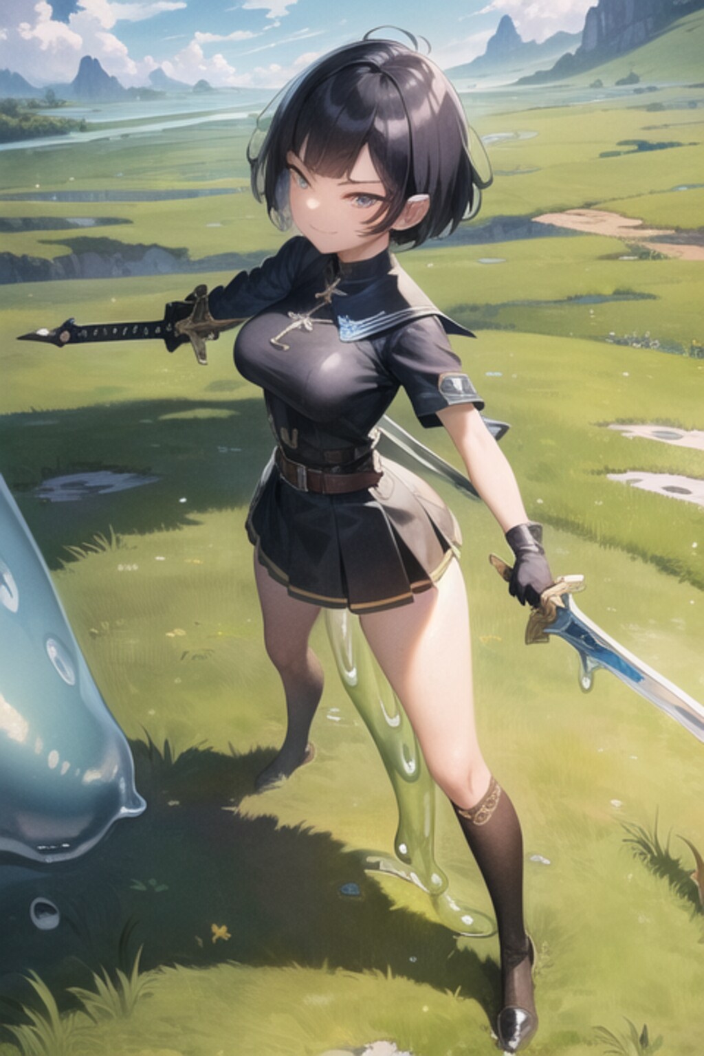 スライムにリベンジしちゃった黒髪ショートJK