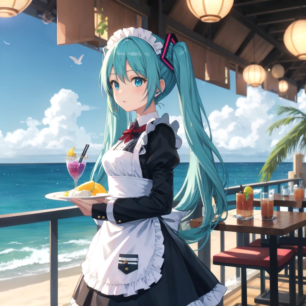 バイト🌊海の見えるレストラン | の人気AIイラスト・グラビア