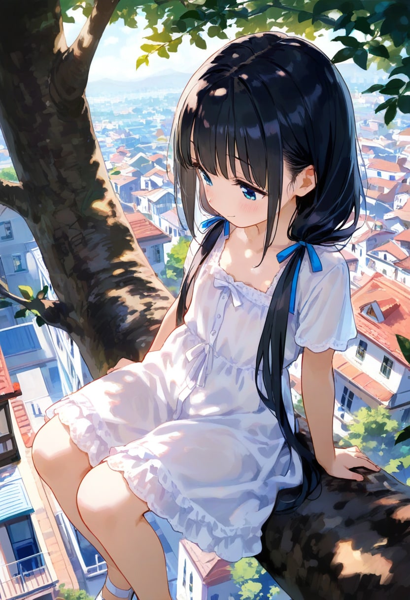 Girl on a branch | の人気AIイラスト・グラビア