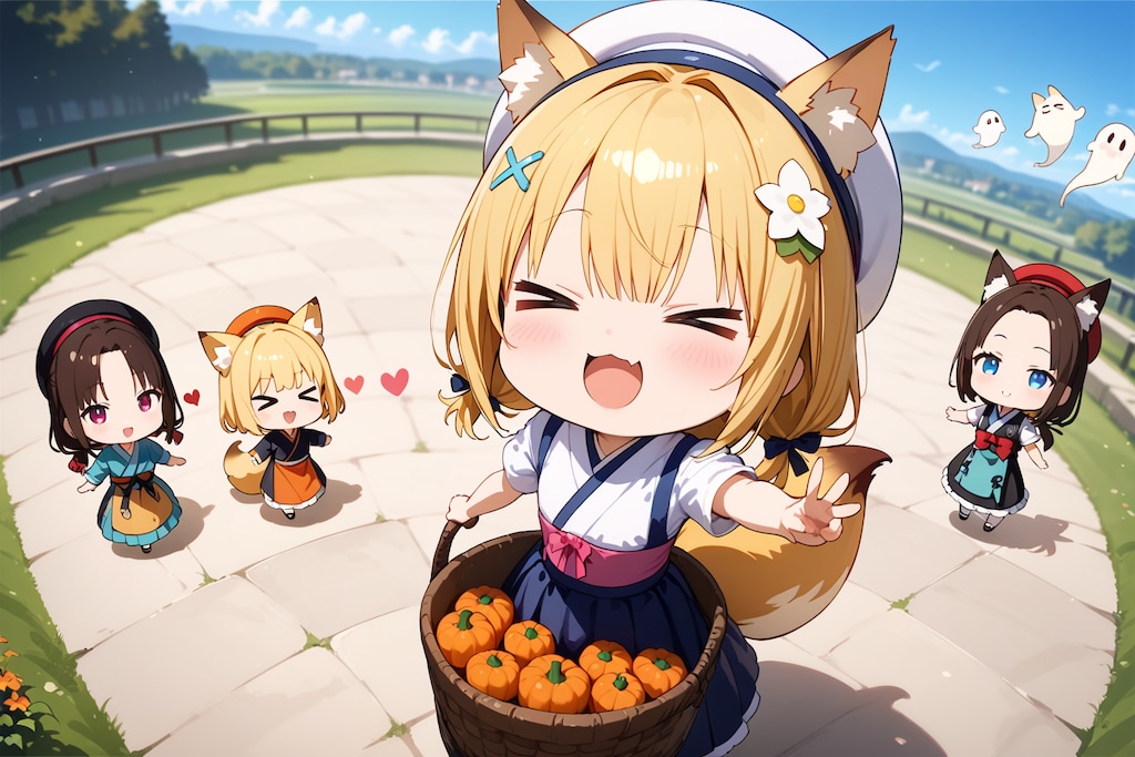 HALO_ちくわ)_「今日も-」、ちびちゃん)_『元気だ-！』(♡。