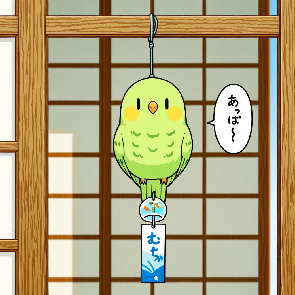 風鈴とインコ
