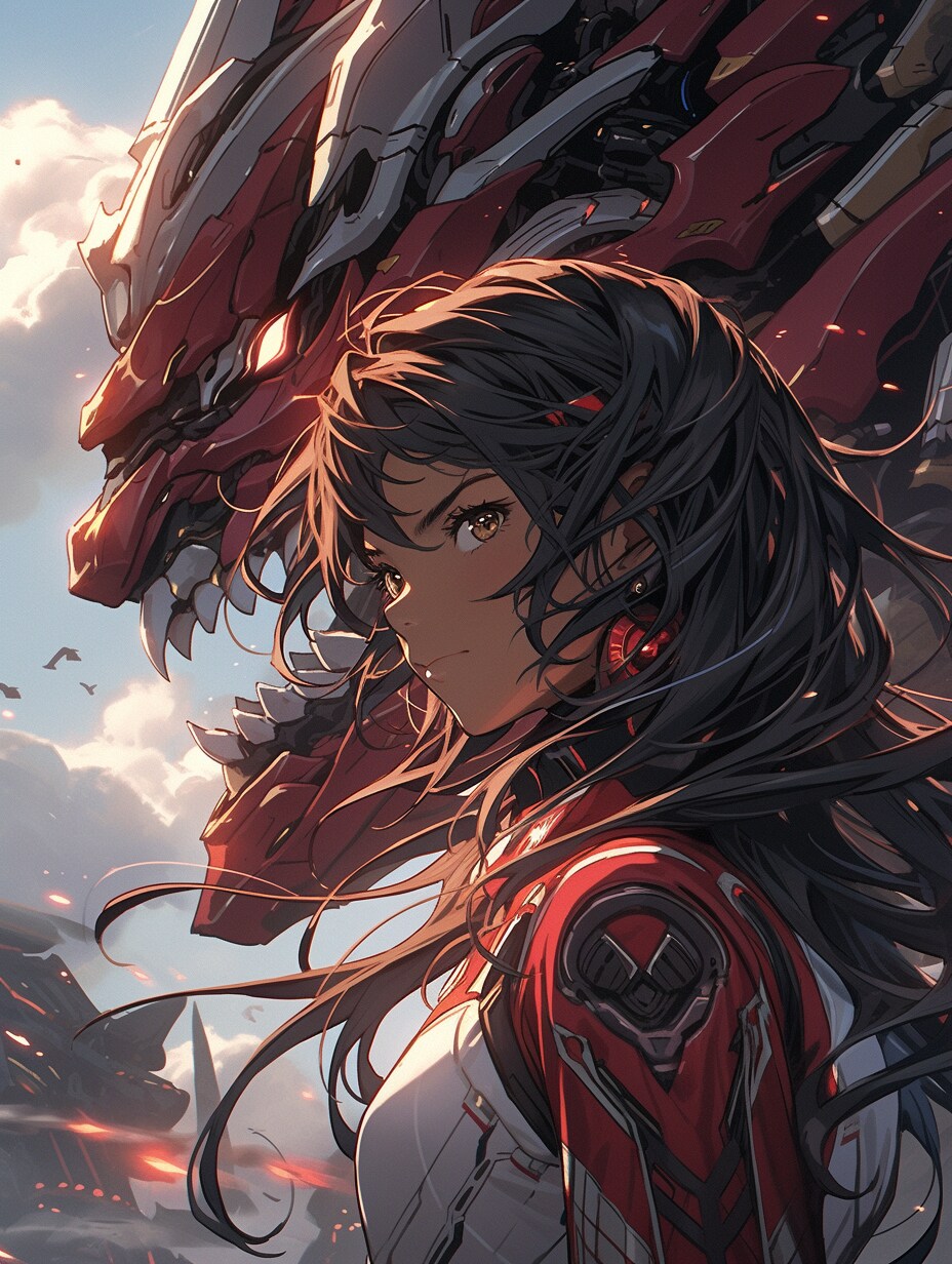 メカドラゴンと女の子 Mecha Dragon and Girl | の人気AIイラスト・グラビア