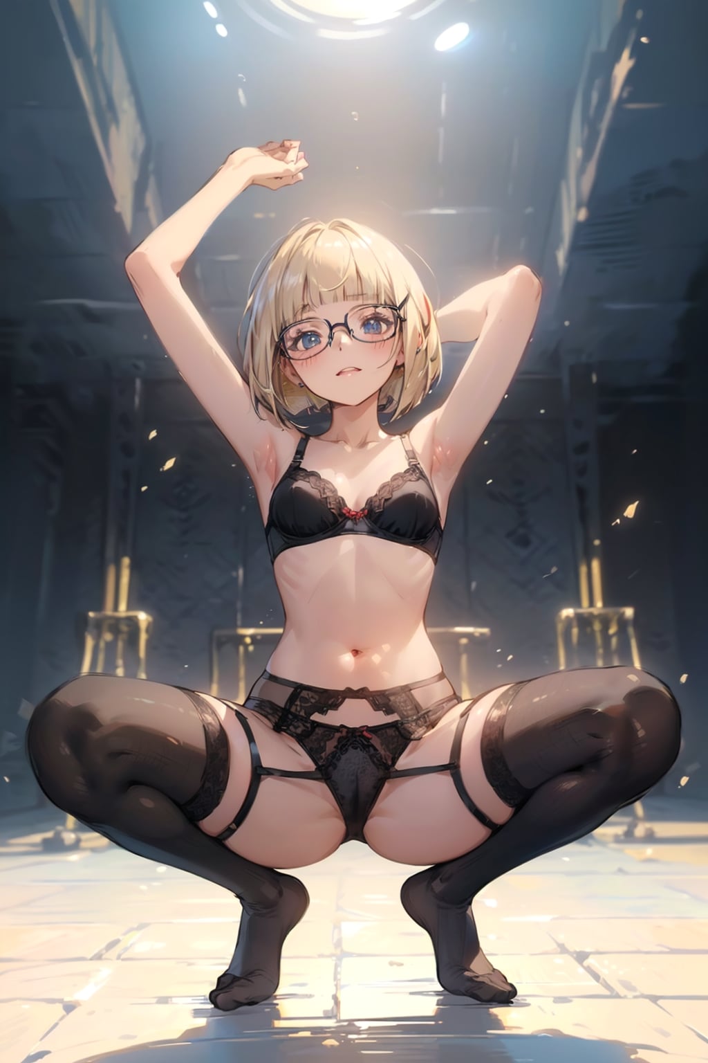 下着の眼鏡っ娘