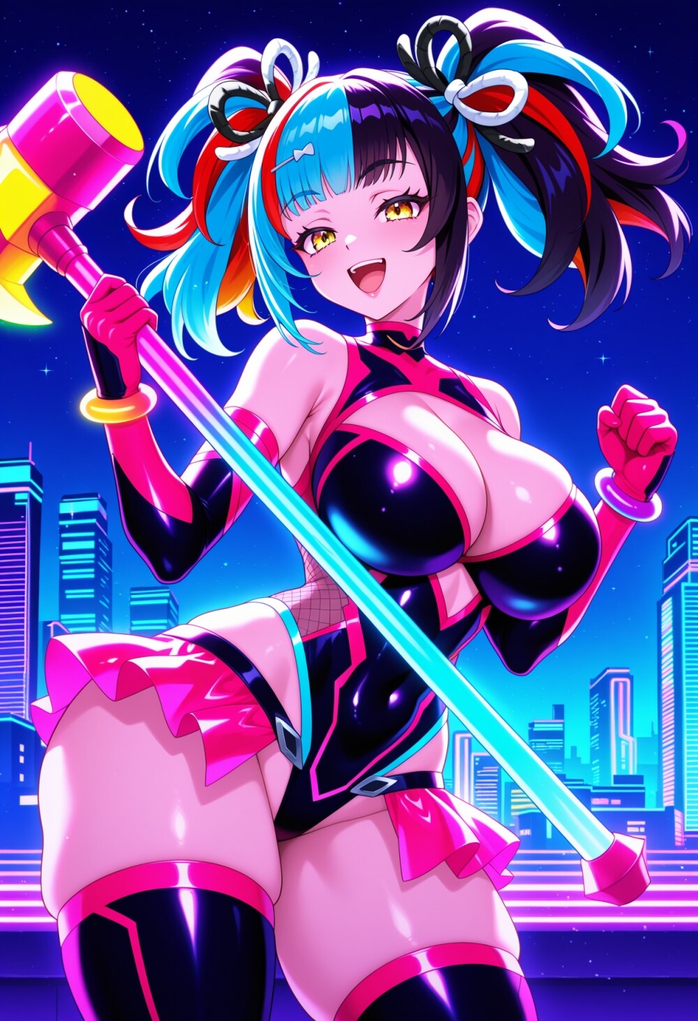 ネオンカラー虹色レインボー式部ボディースーツコスプレ文系人妻