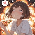 少女はあまりのピザのうまさに爆発をものともせず、ただ貪り食い、そして恍惚の表情を浮かべる 2枚目