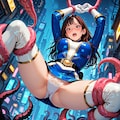 ブルーパワーレンジャー触手に捕まる（開脚吊り） 5枚目